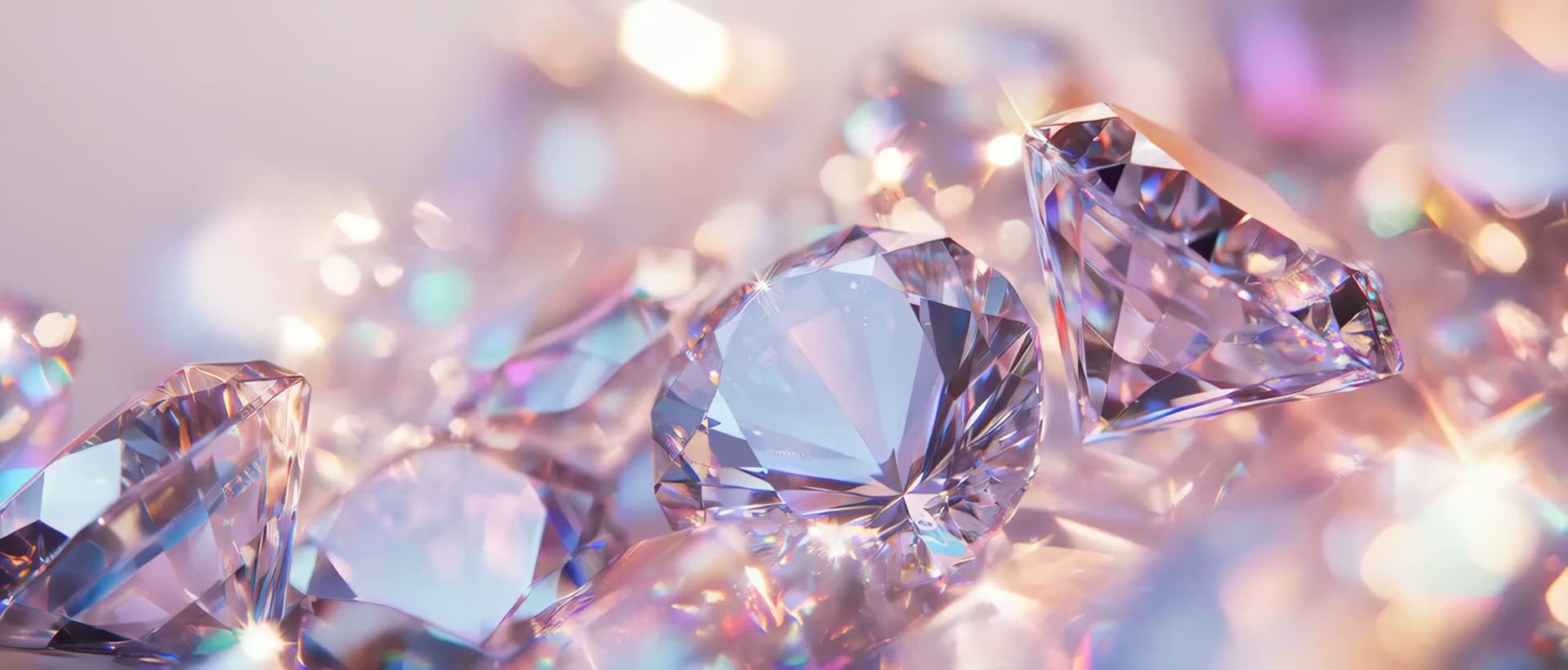 Lab-grown diamonds catching soft light